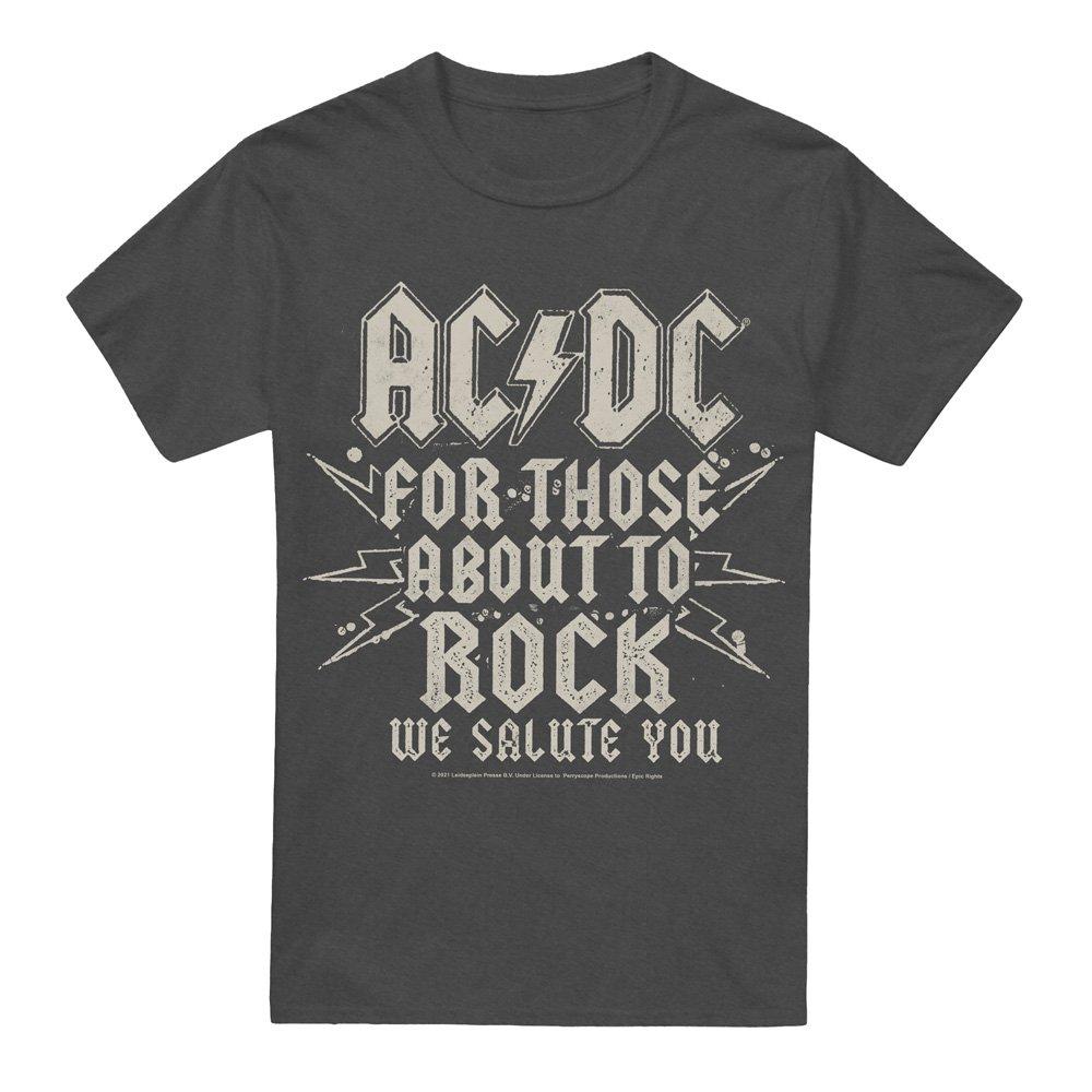 Charcoal - ACDC - AC DC Salute-Adult Heather Black - 4