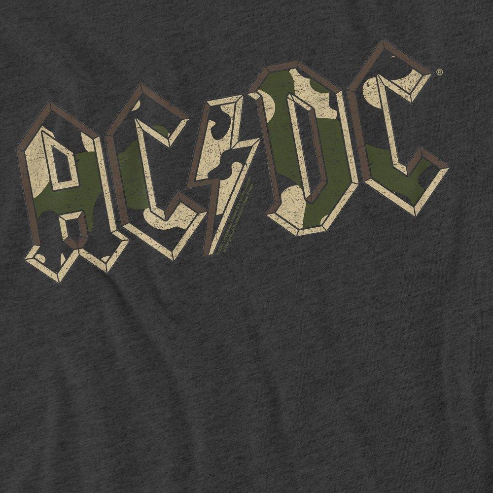 Charcoal - ACDC - AC DC Camo Logo-Adult Heather Black - 2