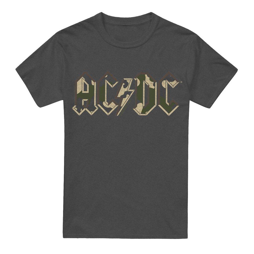 Charcoal - ACDC - AC DC Camo Logo-Adult Heather Black - 4
