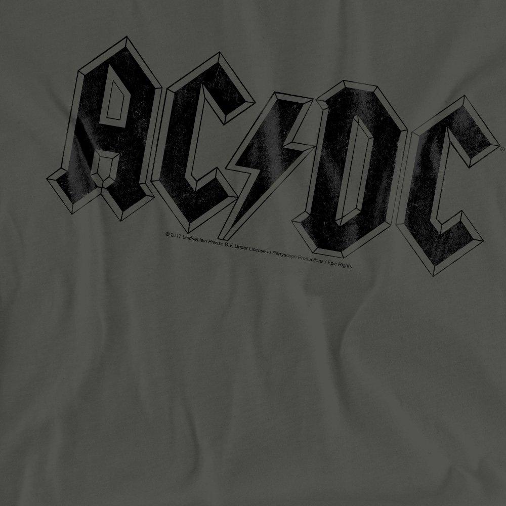 Charcoal - ACDC - AC DC Worn Logo Ladies T Shirt Charcoal - 2
