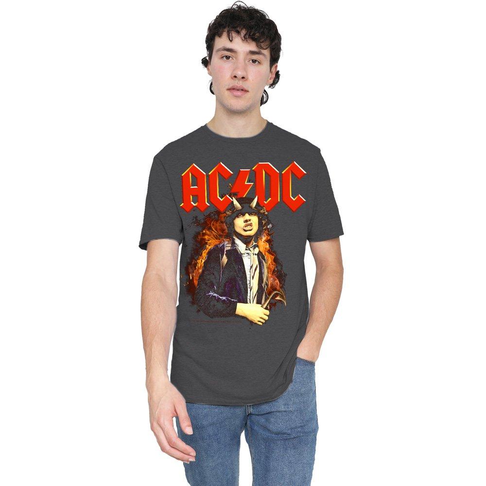 Charcoal - ACDC - AC DC Fire And Horns T-Shirt Charcoal - 1