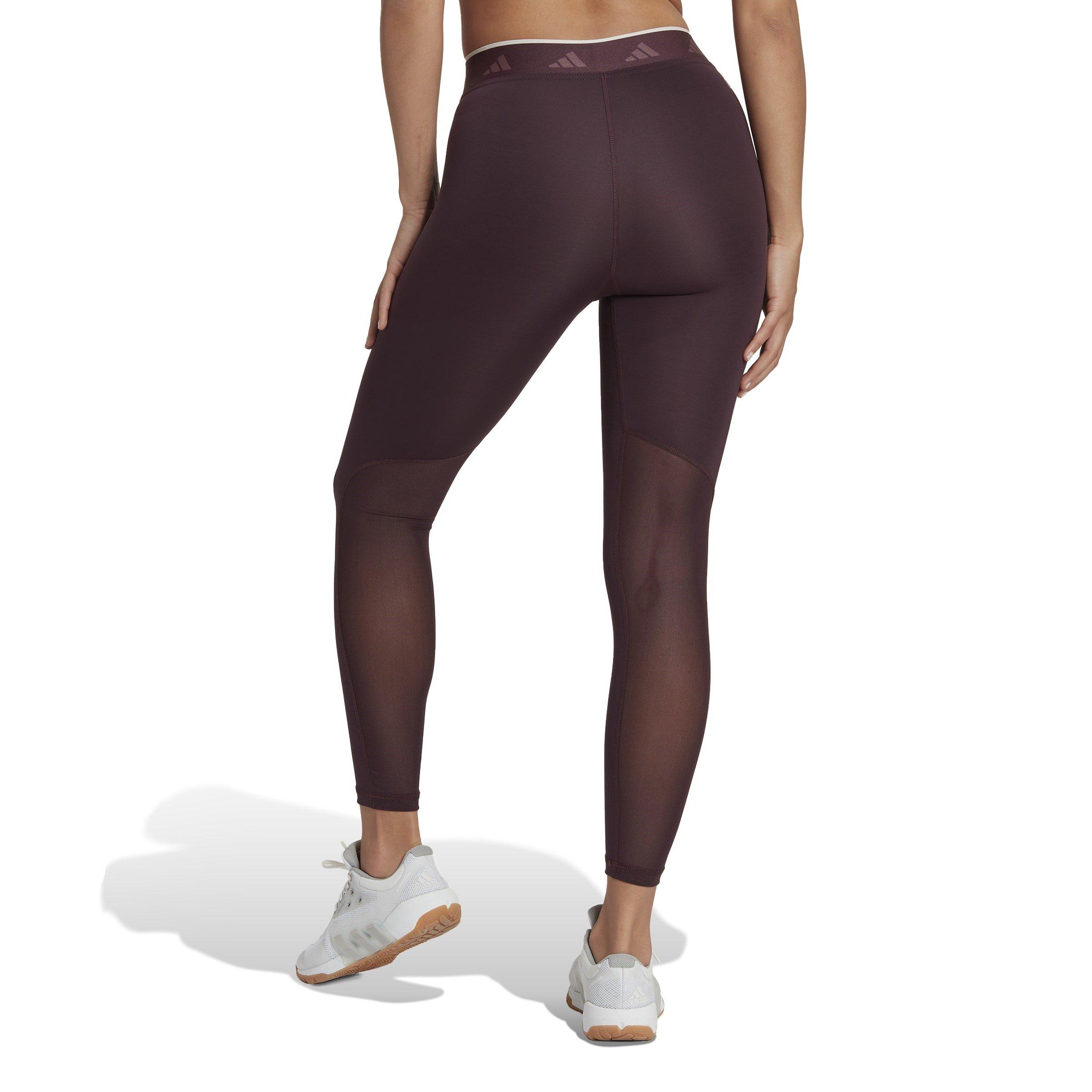 Shadow Maroon - adidas - Techfit V-Shaped Elastic 7/8 Gym Leggings Womens - 3