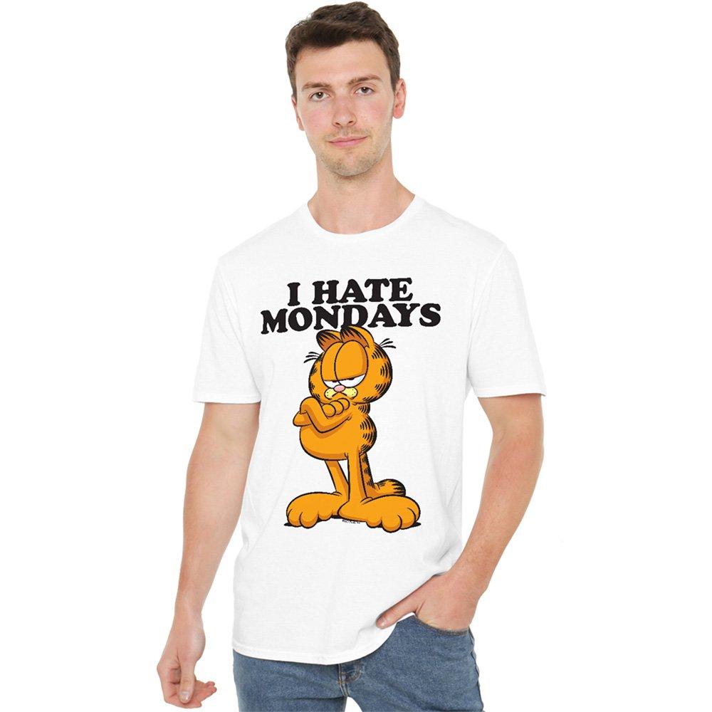 White - Garfield - Garfield I Hate Mondays Unisex Adult T Shirt Whit - 1