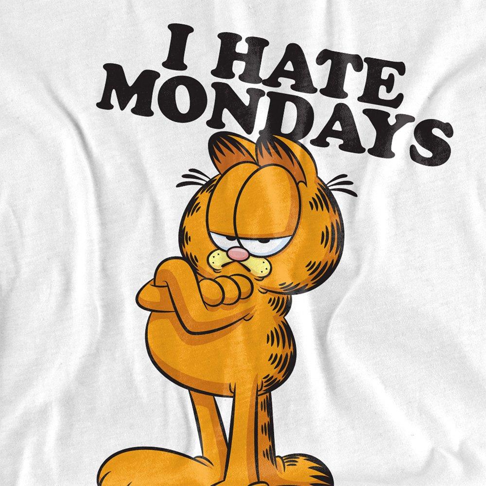 White - Garfield - Garfield I Hate Mondays Unisex Adult T Shirt Whit - 2