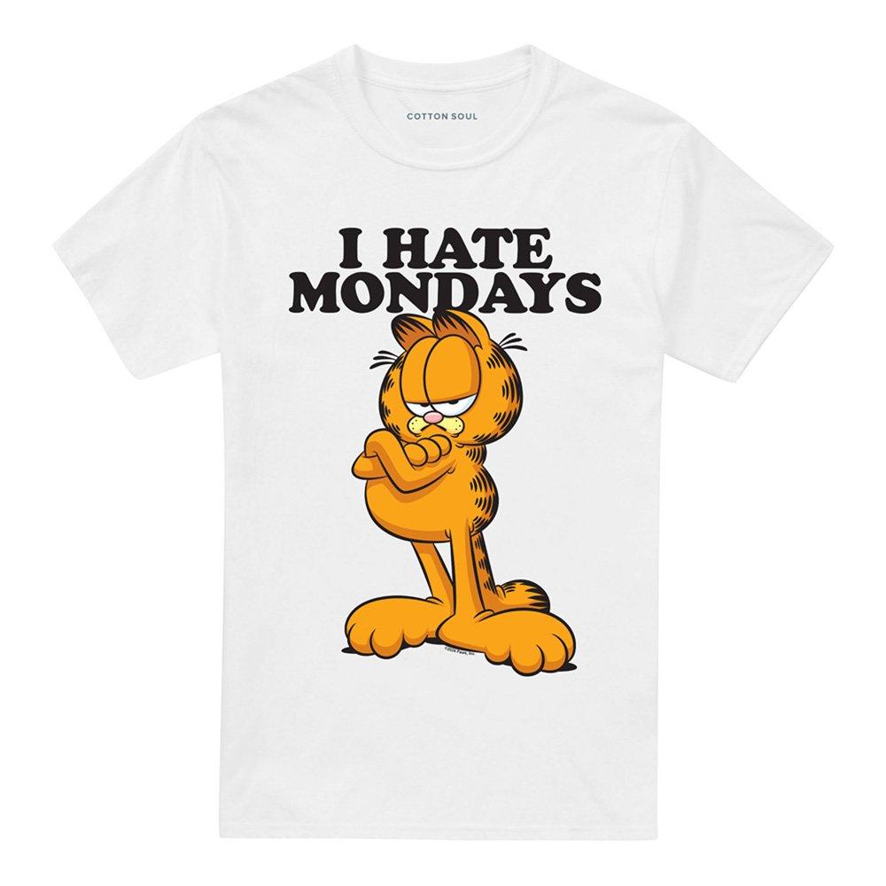 White - Garfield - Garfield I Hate Mondays Unisex Adult T Shirt Whit - 4