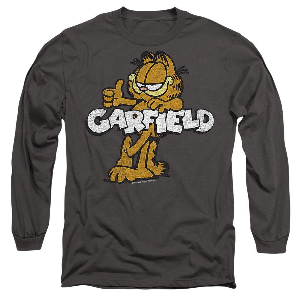 Charcoal - Garfield - Garfield Retro Garf Mens Long Sleeve T Shirt  Cha - 1