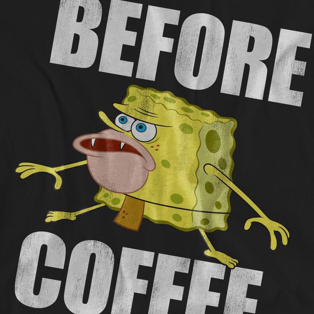 Black - Spongebob - Spongebob Before Coffee Meme T-Shirt Black - 2
