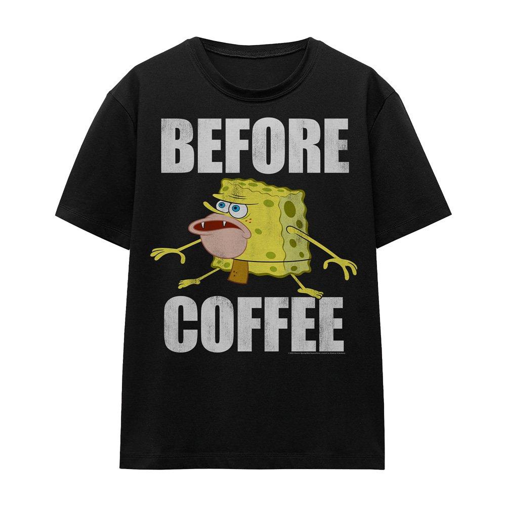 Black - Spongebob - Spongebob Before Coffee Meme T-Shirt Black - 4