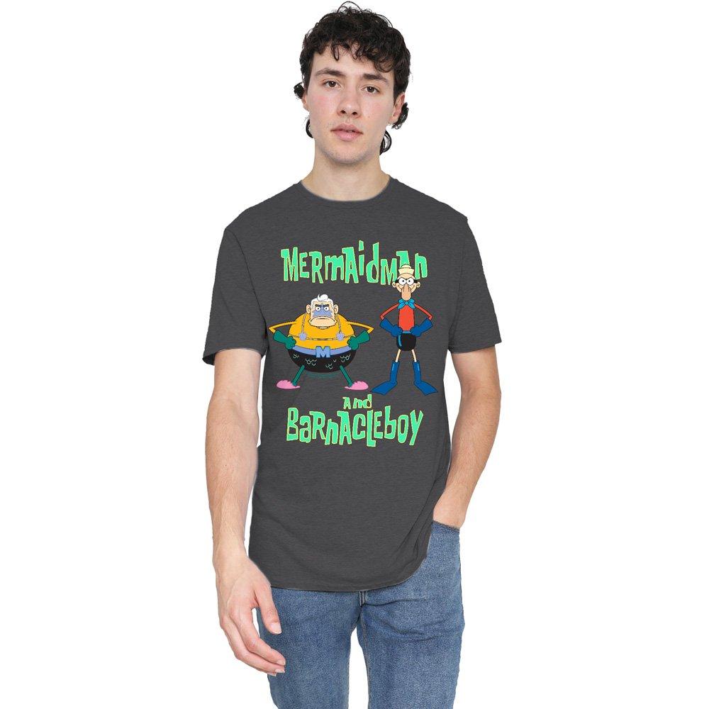 Charcoal - Spongebob - Spongebob Mermaid Man And Barnacle BoyT Shirt Cha - 1