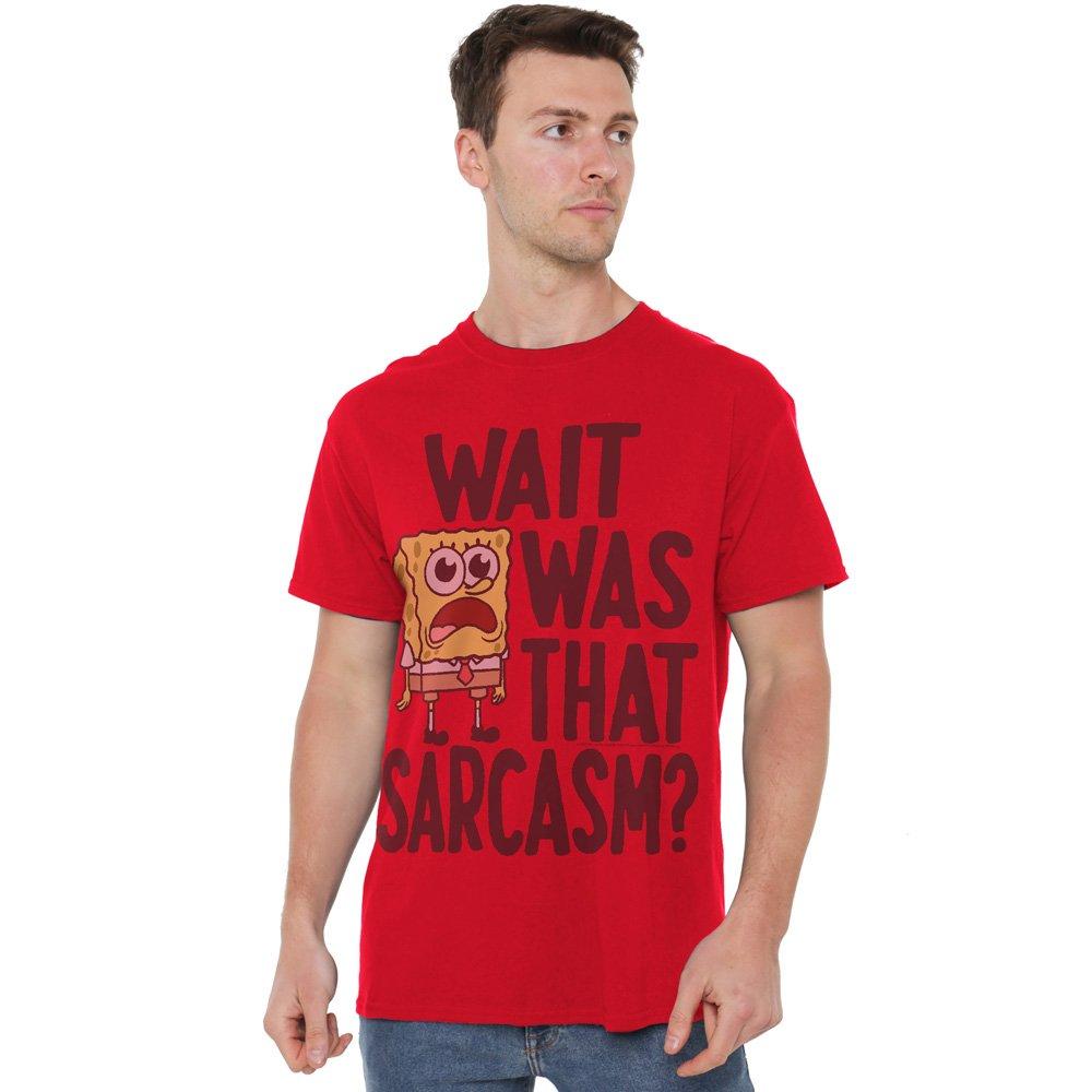 Red - Spongebob - Spongebob SarcaSmall Unisex Adult T Shirt Red - 1