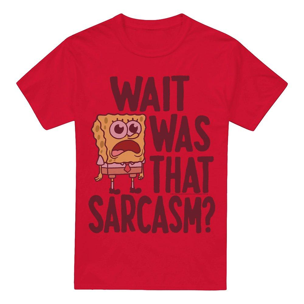 Red - Spongebob - Spongebob SarcaSmall Unisex Adult T Shirt Red - 4