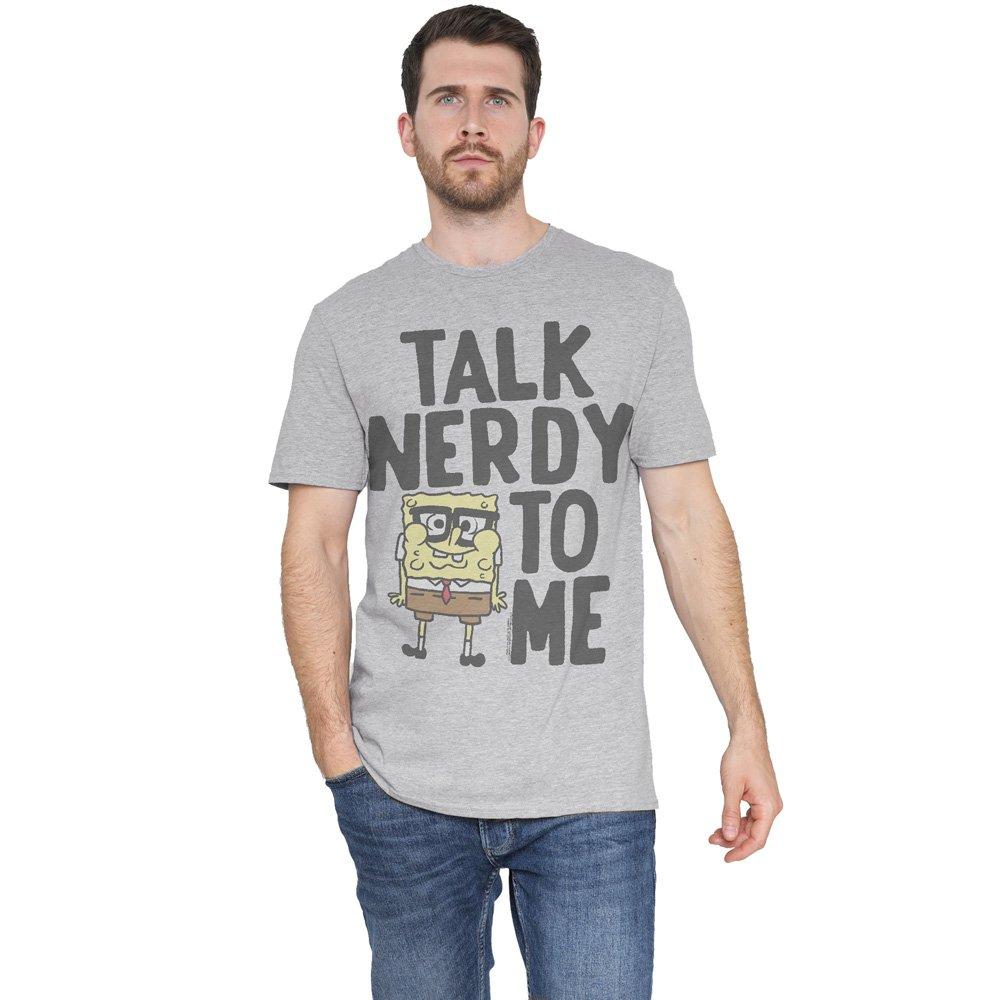 Light Grey - Spongebob - Spongebob Talk Nerdy To Me Unisex Adult T Shirt A - 1