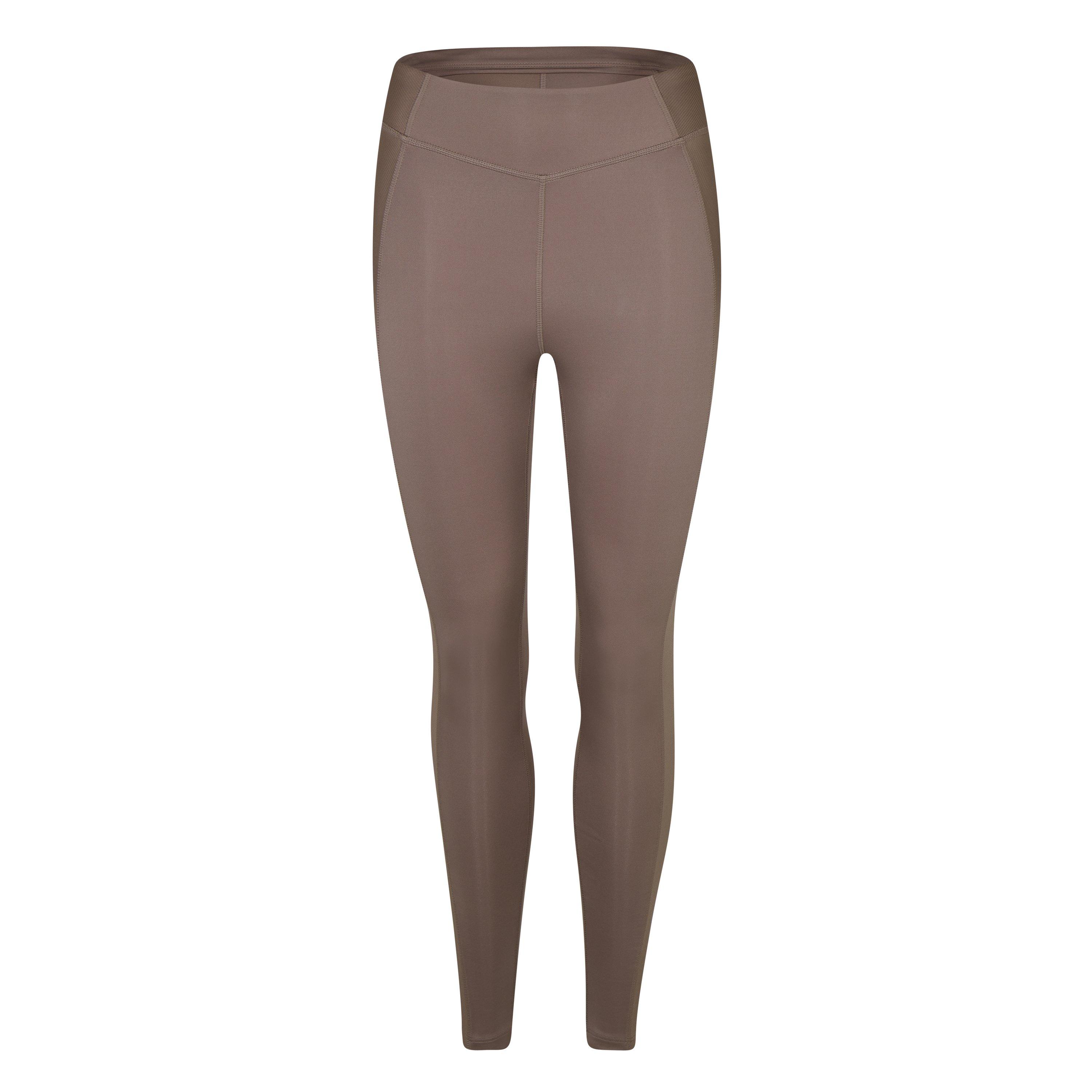 GREYISH-BROWN - Reebok - Yoga High-Waisted Performance Rib Leggings Womens - 1