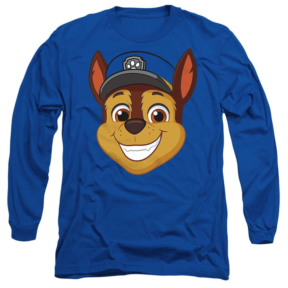 Royal - Paw Patrol - Paw Patrol Chase Grin Mens Long Sleeve T Shirt-Roy - 1