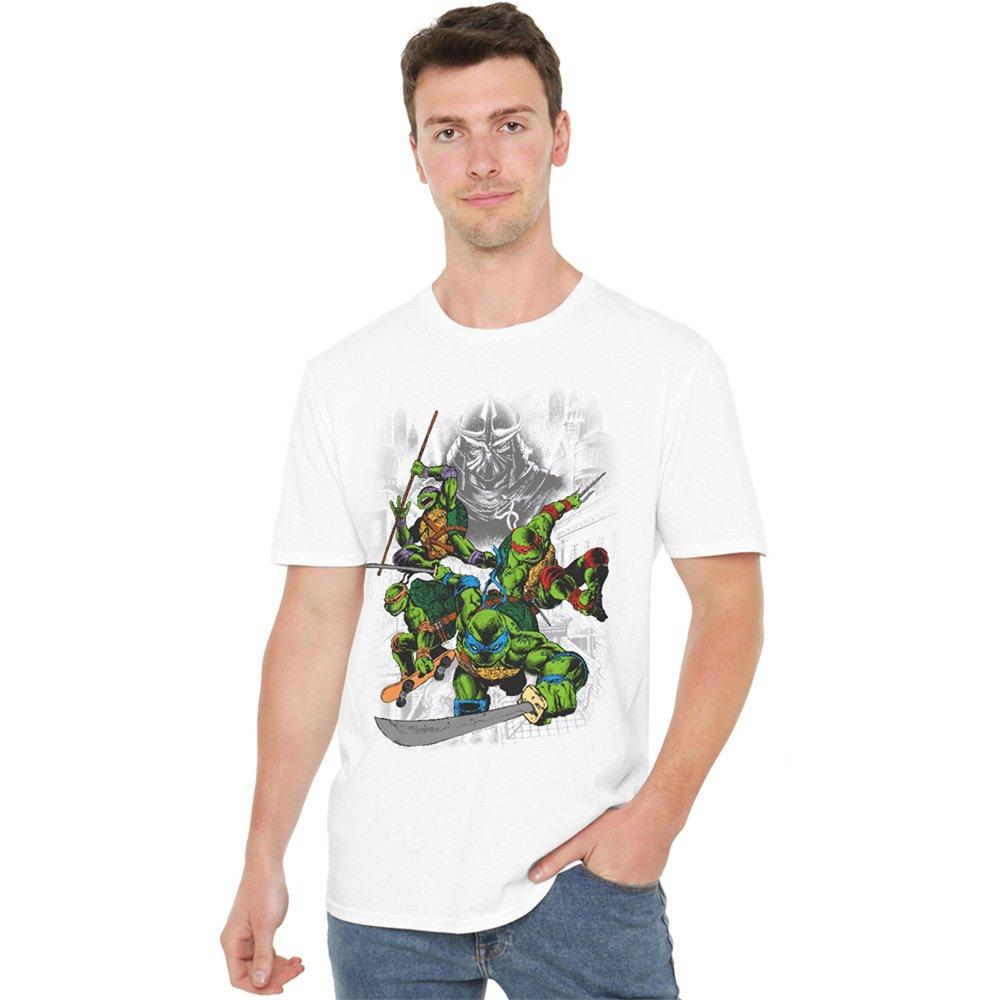 White - Teenage Mutant Ninja Turtles - Tmnt Shredder And Turtles Comic T Shirt White - 1