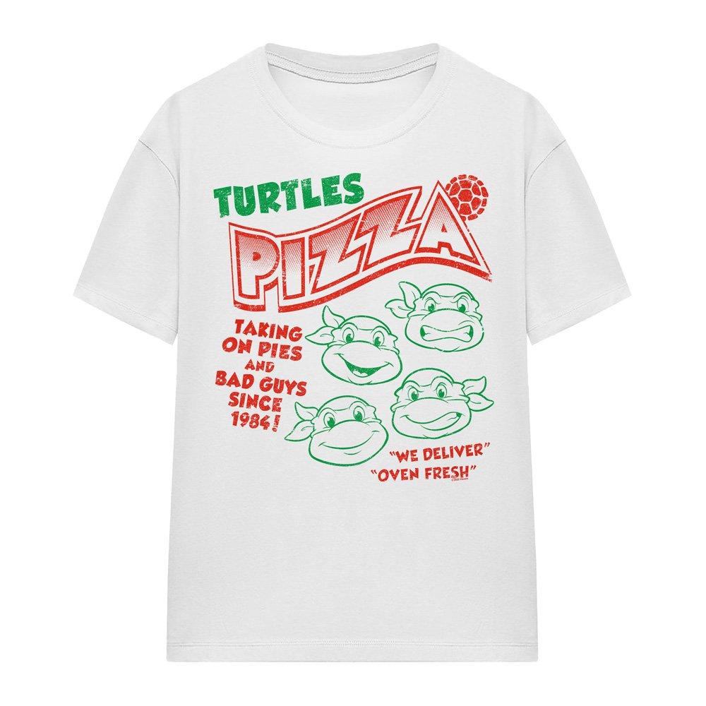 White - Teenage Mutant Ninja Turtles - TMNT Turtles Pizza Ladies T Shirt White - 4