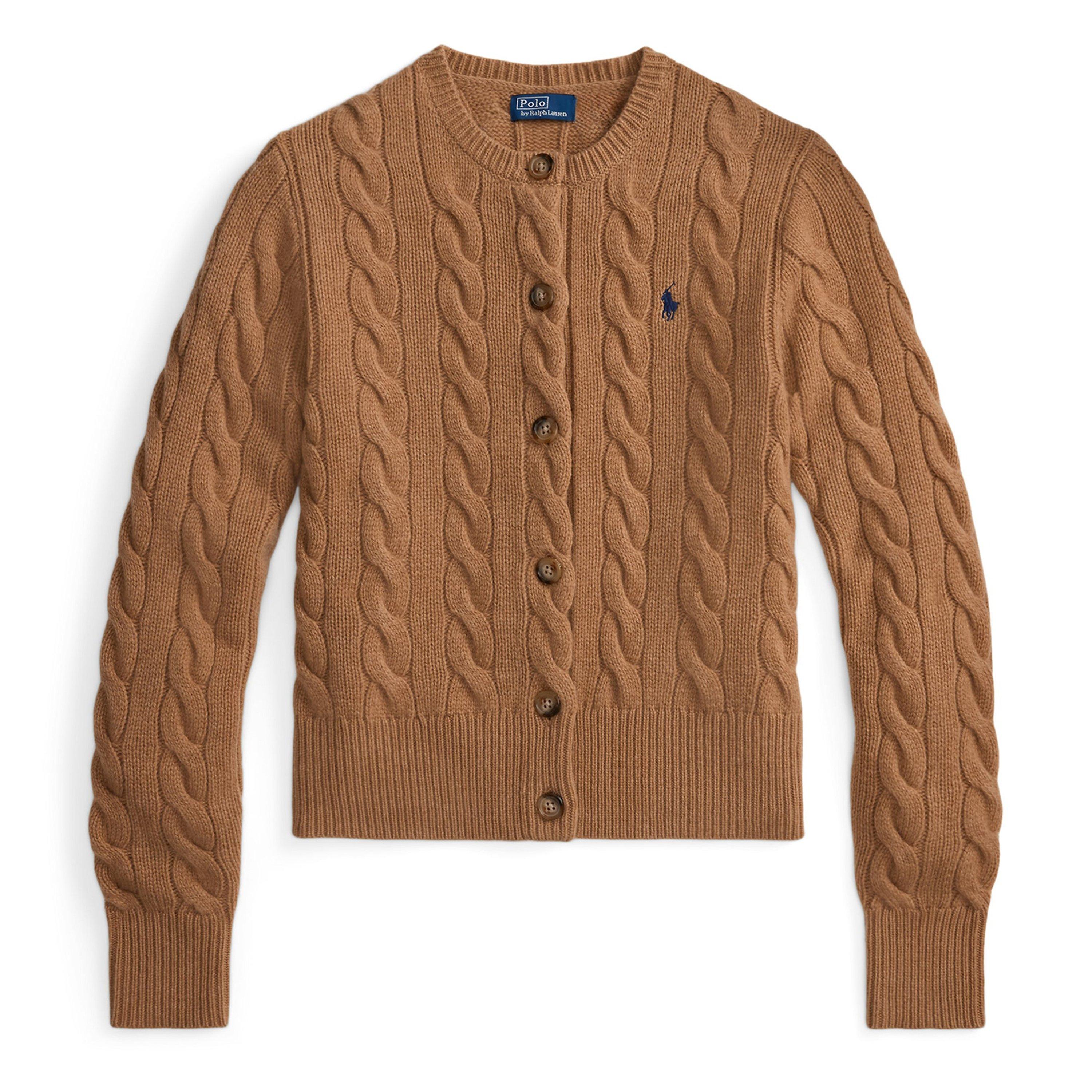 Polo Ralph Lauren Cable Knit Cardigan - Col Camel - Size 8 (XS)