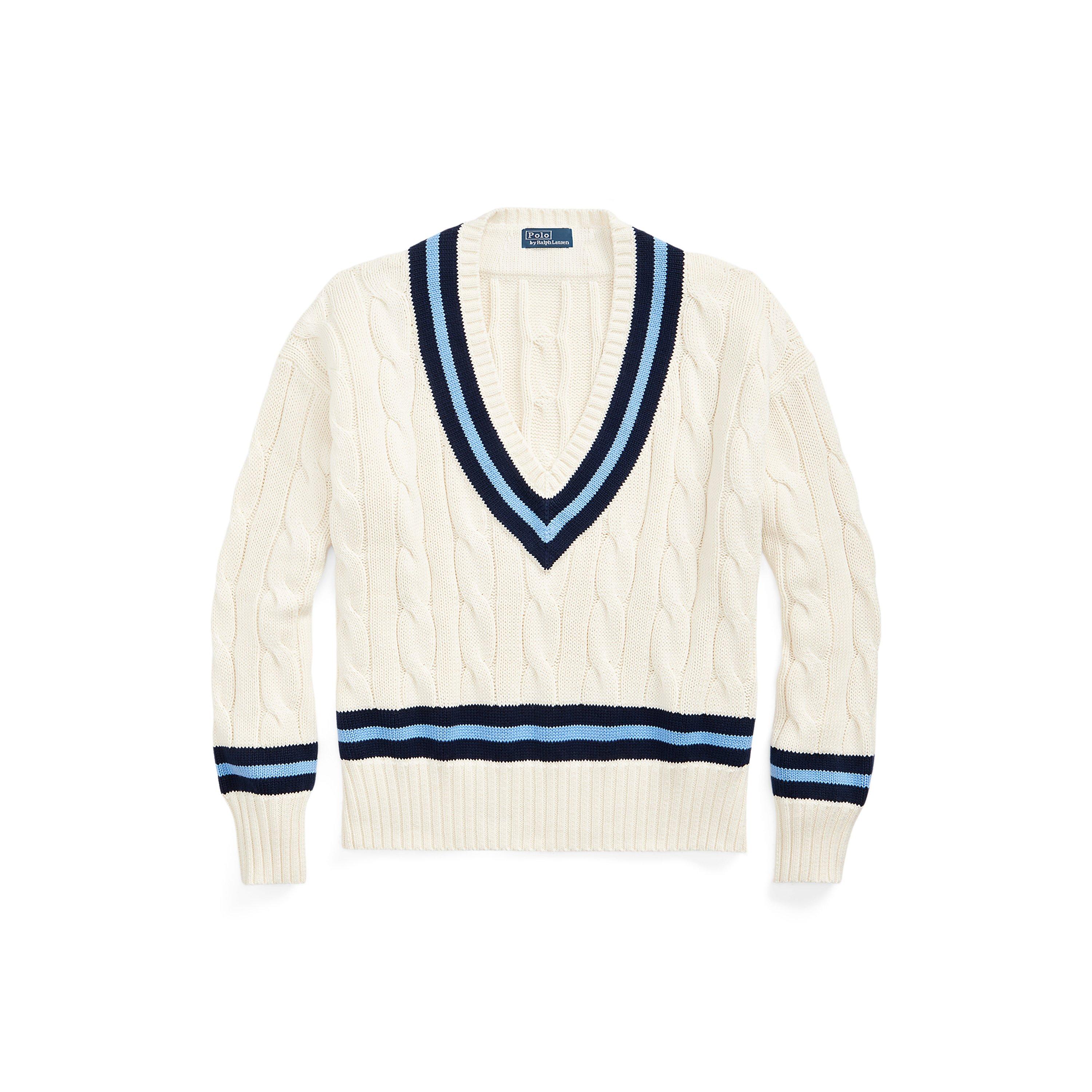 Polo Ralph Lauren Cricket Sweater - Cream/Navy Strp - Size 14 (L)