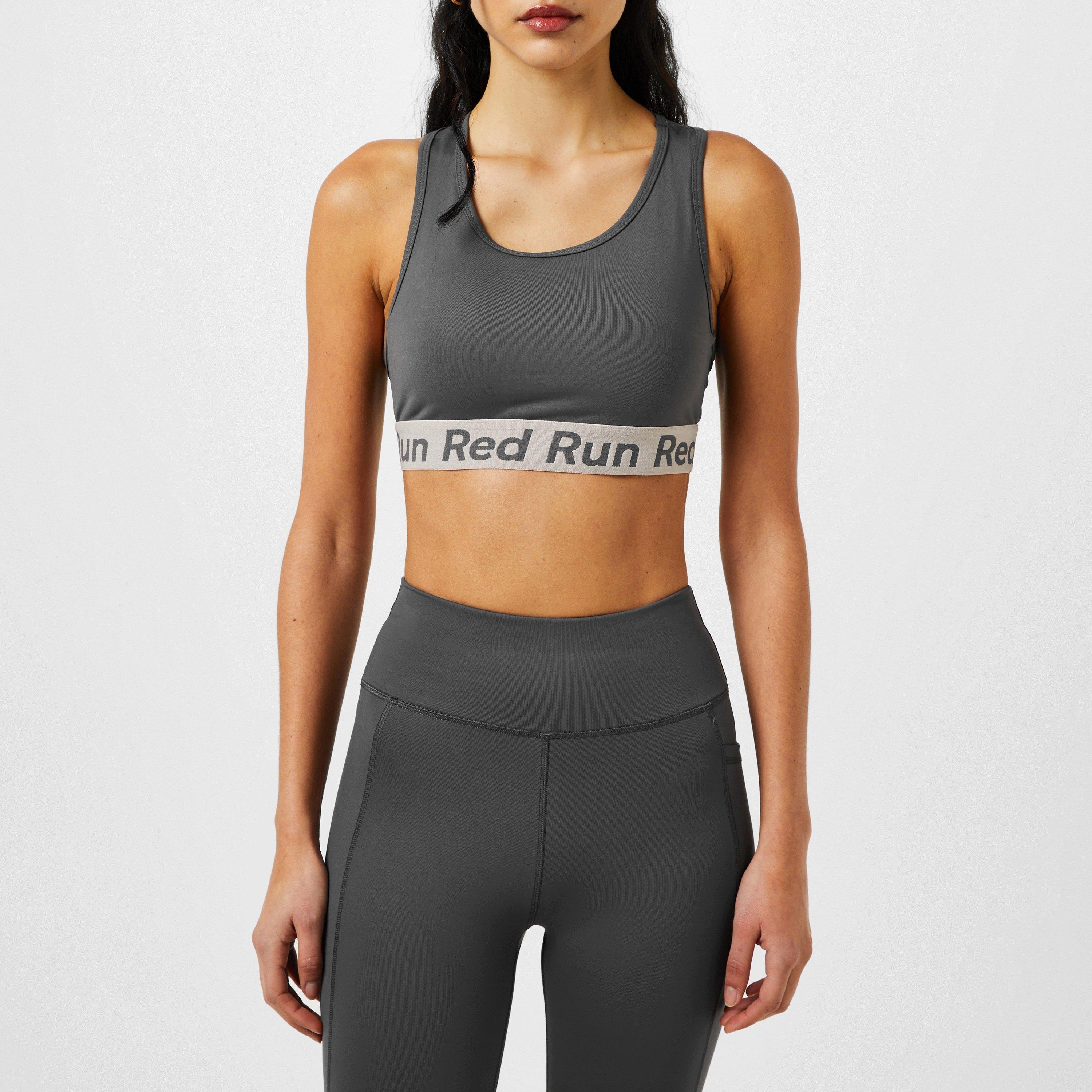 Grey - Red Run - Sports Bra Top - 1