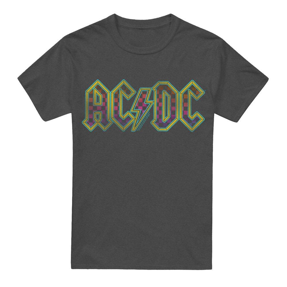 Charcoal - ACDC - AC DC Checkerboard Gradient Logo-Adult Heather Bl - 4