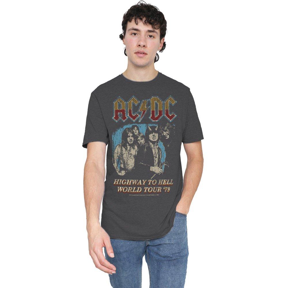 Charcoal - ACDC - AC DC Highway World Tour 79-Adult Heather Black - 1