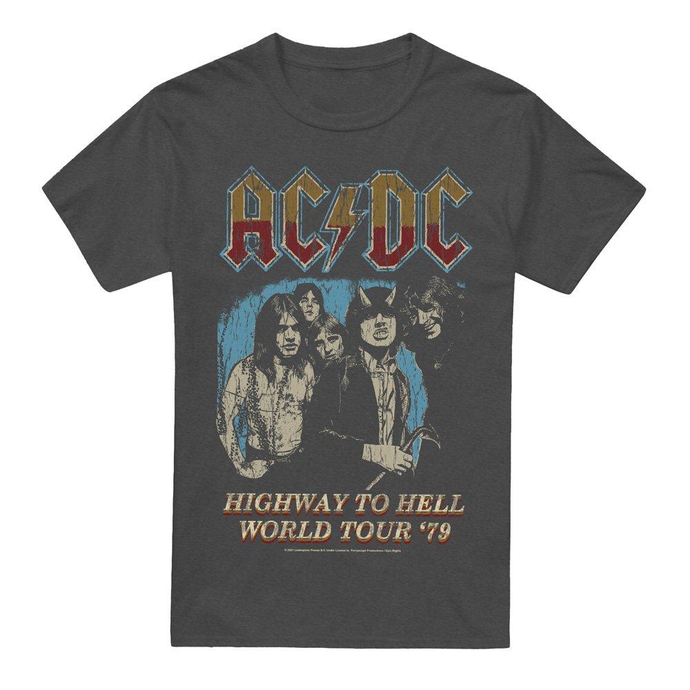 Charcoal - ACDC - AC DC Highway World Tour 79-Adult Heather Black - 4
