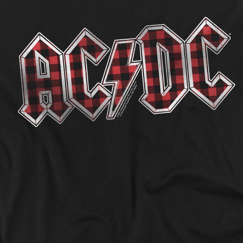 Black - ACDC - AC DC Plaid Logo Unisex T Shirt Black - 2