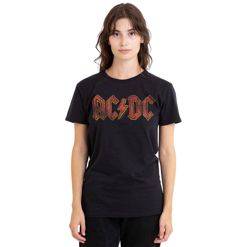 Black - ACDC - AC DC Hand Drawn Logo Ladies T Shirt Black - 1