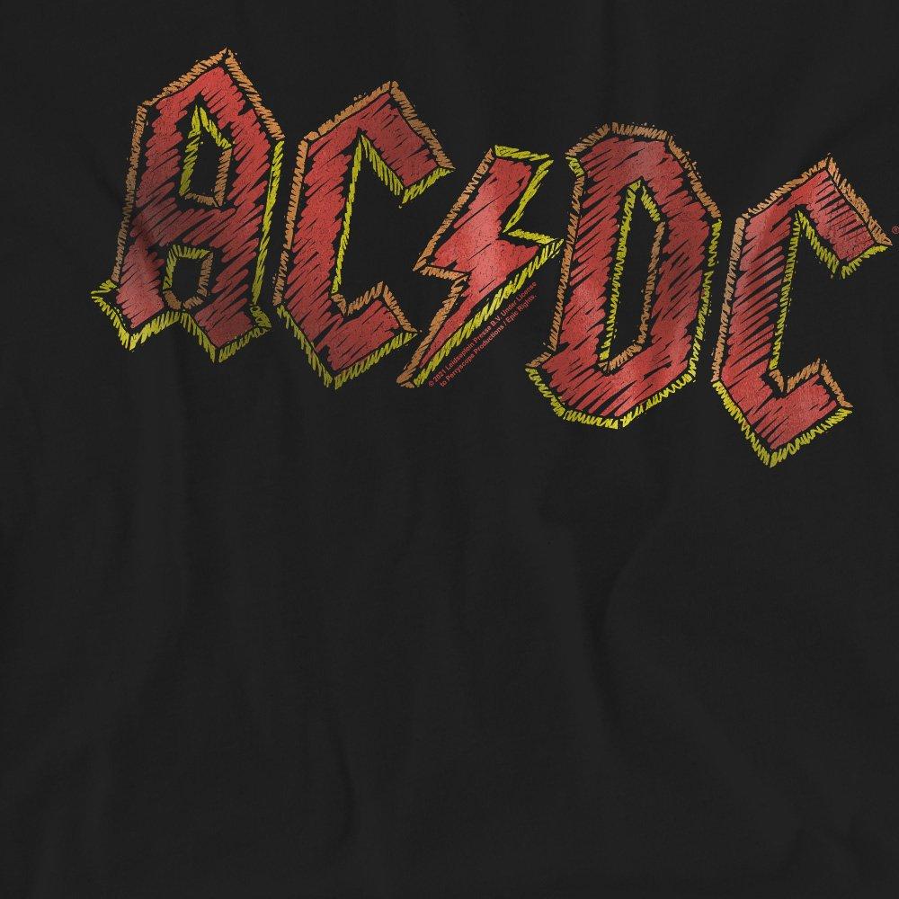 Black - ACDC - AC DC Hand Drawn Logo Ladies T Shirt Black - 2