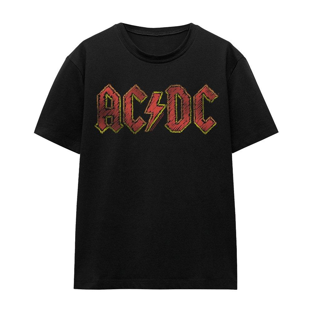 Black - ACDC - AC DC Hand Drawn Logo Ladies T Shirt Black - 4