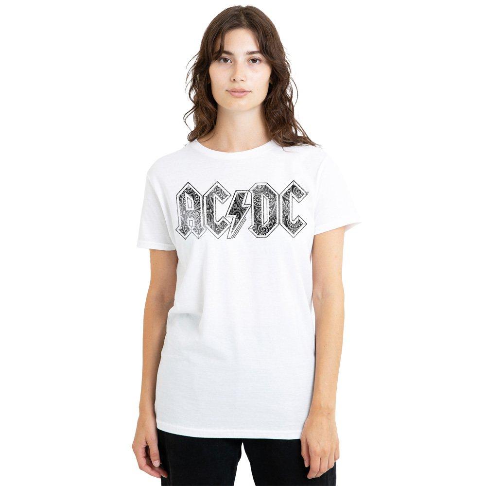 White - ACDC - AC DC Paisley Logo Ladies T Shirt White - 1