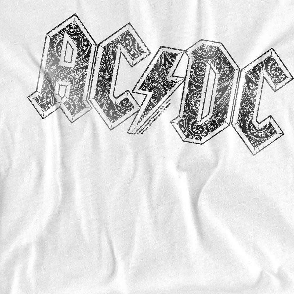 White - ACDC - AC DC Paisley Logo Ladies T Shirt White - 2
