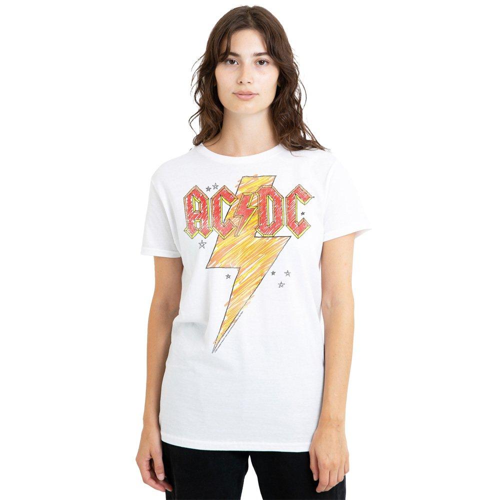 ACDC AC DC Sketch Bolt Ladies T Shirt White