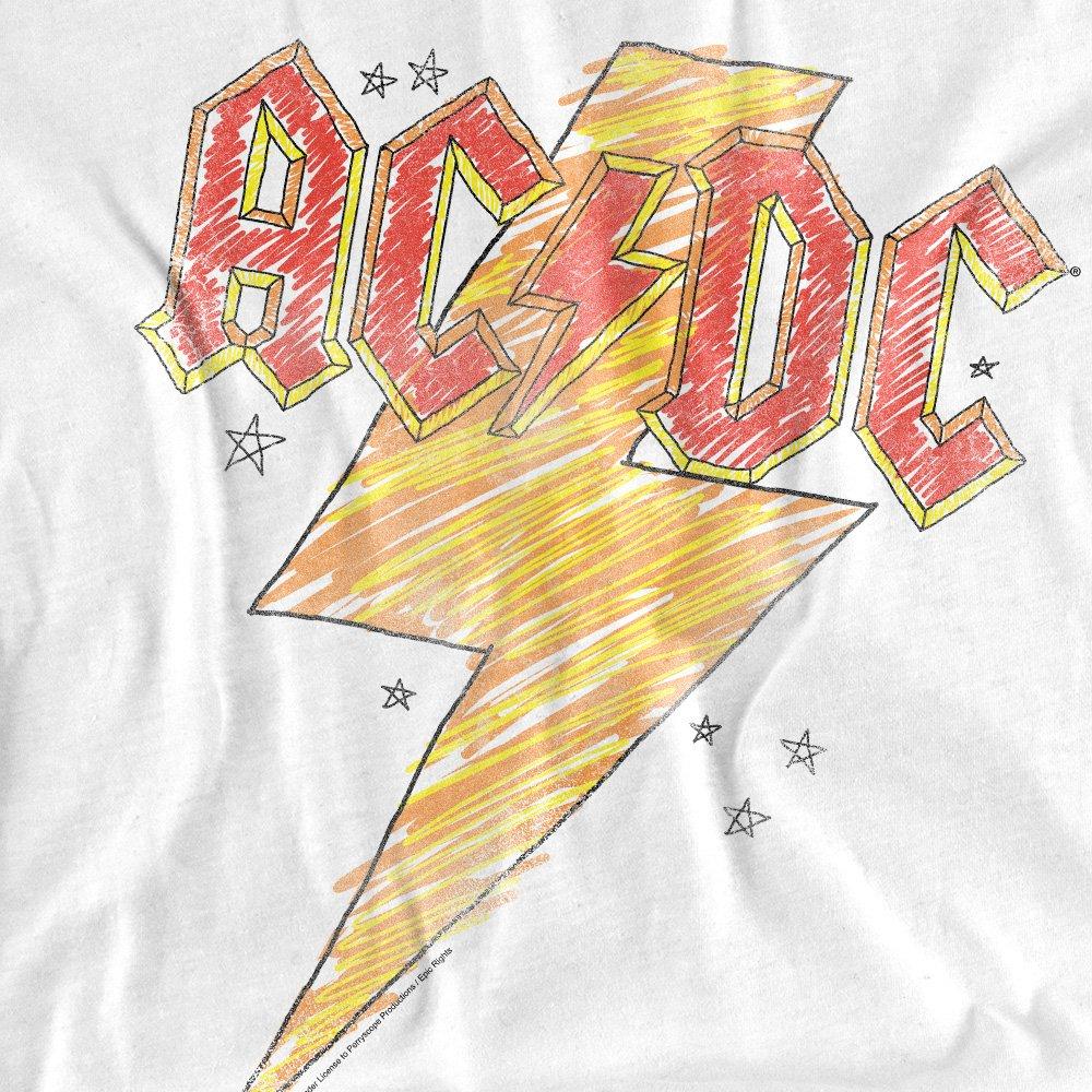 White - ACDC - AC DC Sketch Bolt Ladies T Shirt White - 2