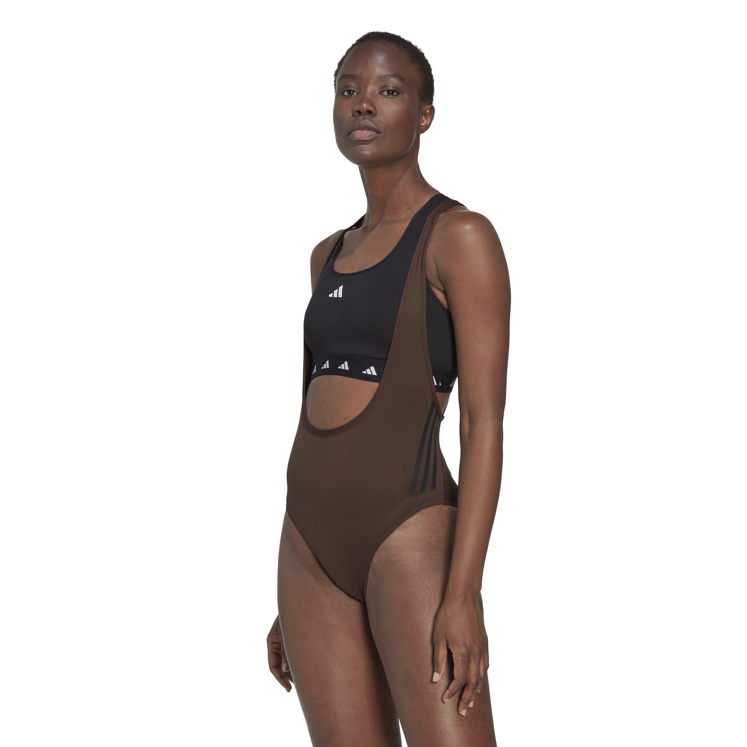 Smeđa - adidas - Train Icons 3-Stripe Leotard Womens - 2