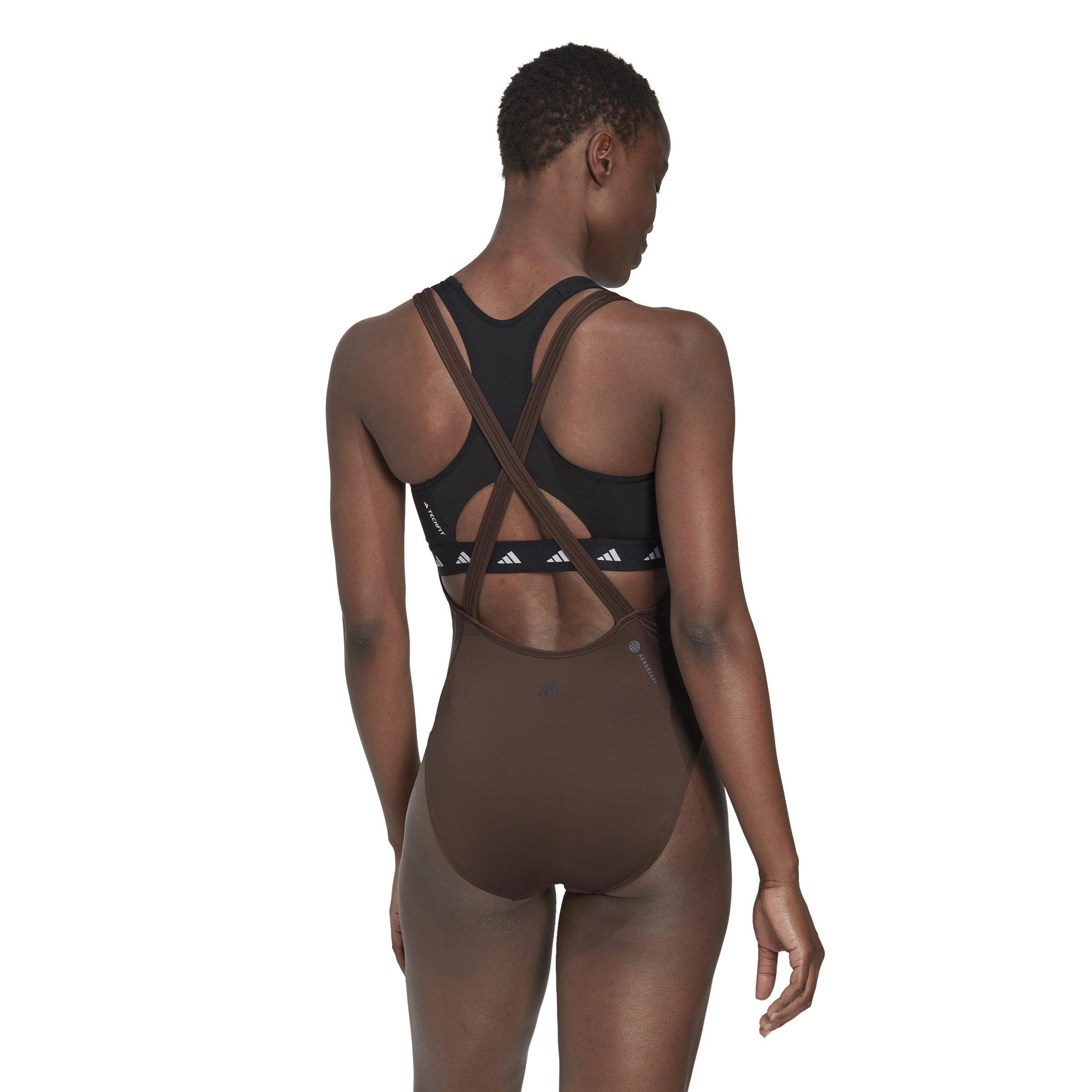 Smeđa - adidas - Train Icons 3-Stripe Leotard Womens - 3