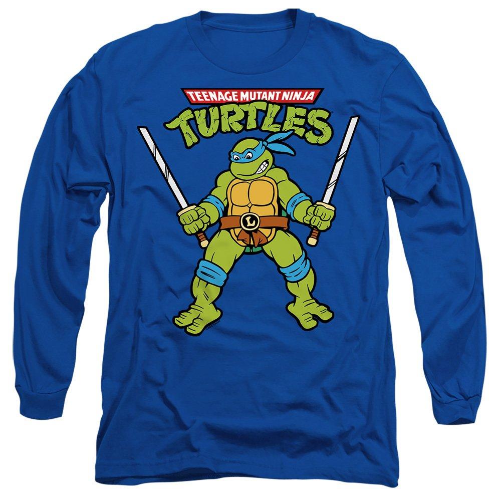 Royal - Teenage Mutant Ninja Turtles - Tmnt Retro Leo Mens Long Sleeve T Shirt-Royal Blue - 1