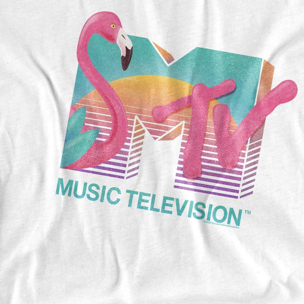 White - Other - MTV Flamingo Logo Mens Long Sleeve T Shirt White - 2