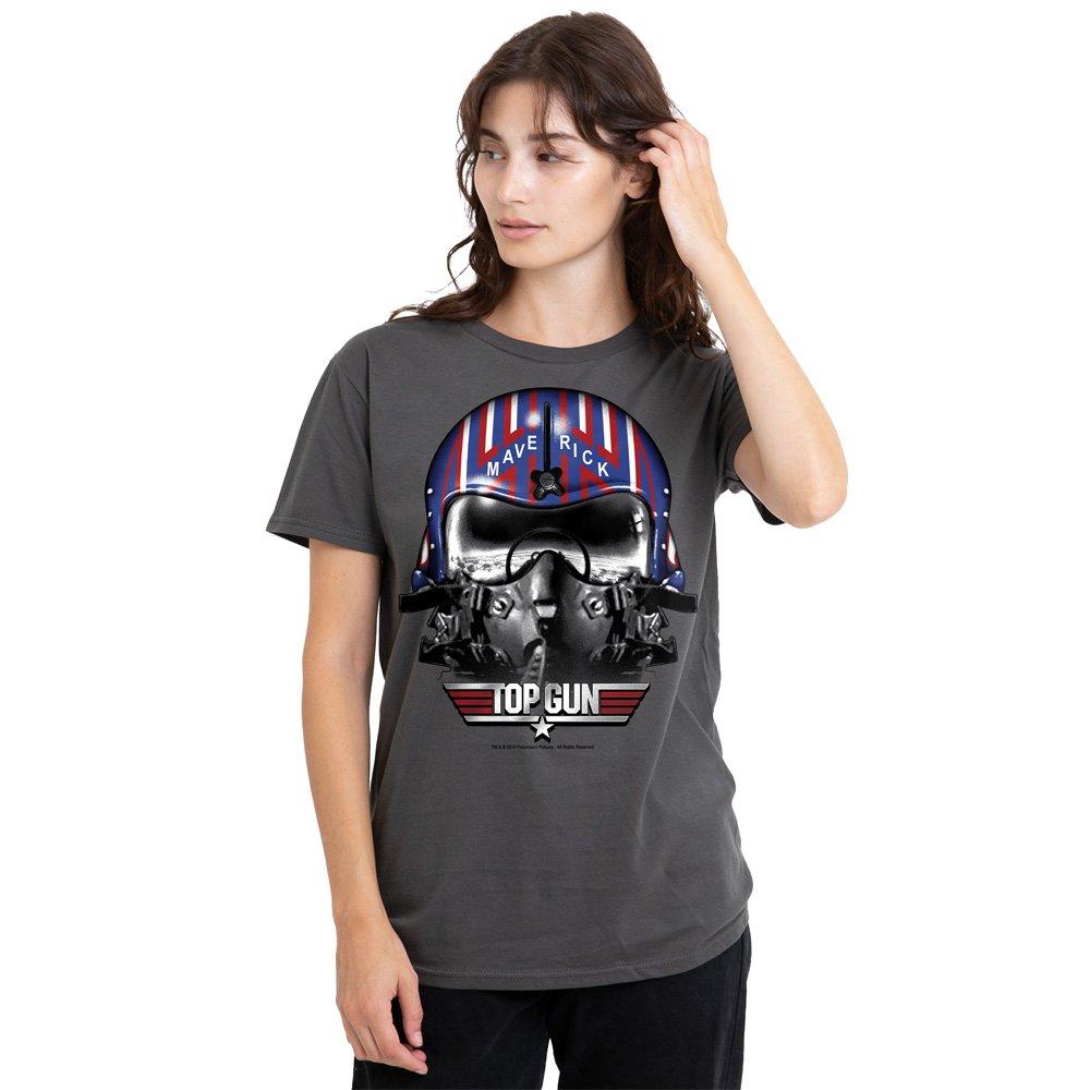 Top Gun Women's Maverick Helmet T Shirt Charcoal - M