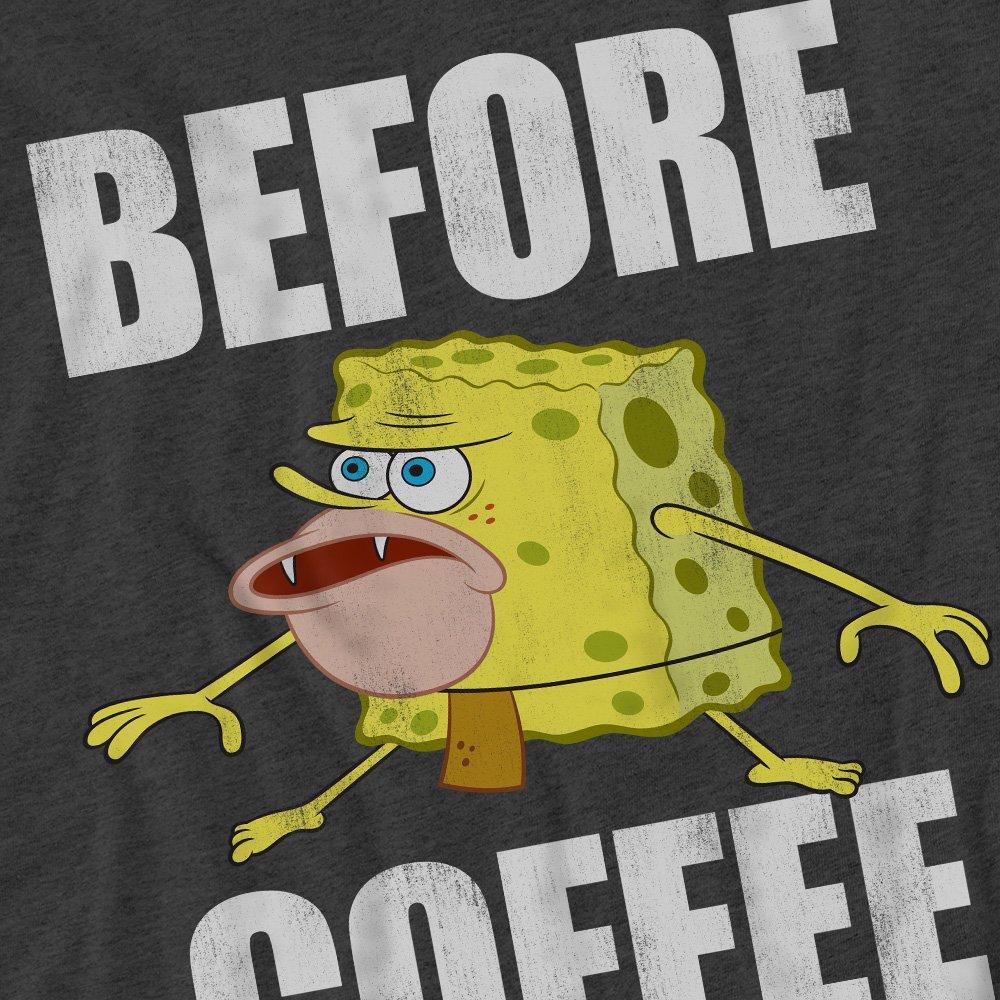 Charcoal - Spongebob - Spongebob Before Coffee Meme-Adult Heather Black - 2