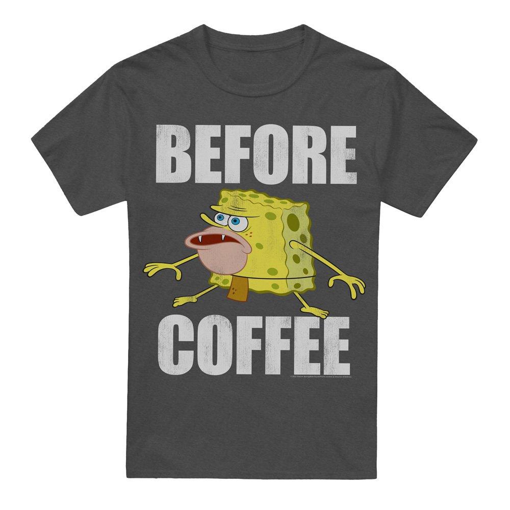 Charcoal - Spongebob - Spongebob Before Coffee Meme-Adult Heather Black - 4