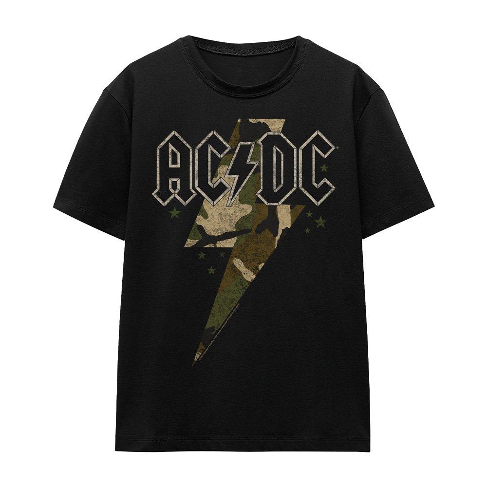 Black - ACDC - AC DC Camo Bolt Ladies T Shirt Black - 4