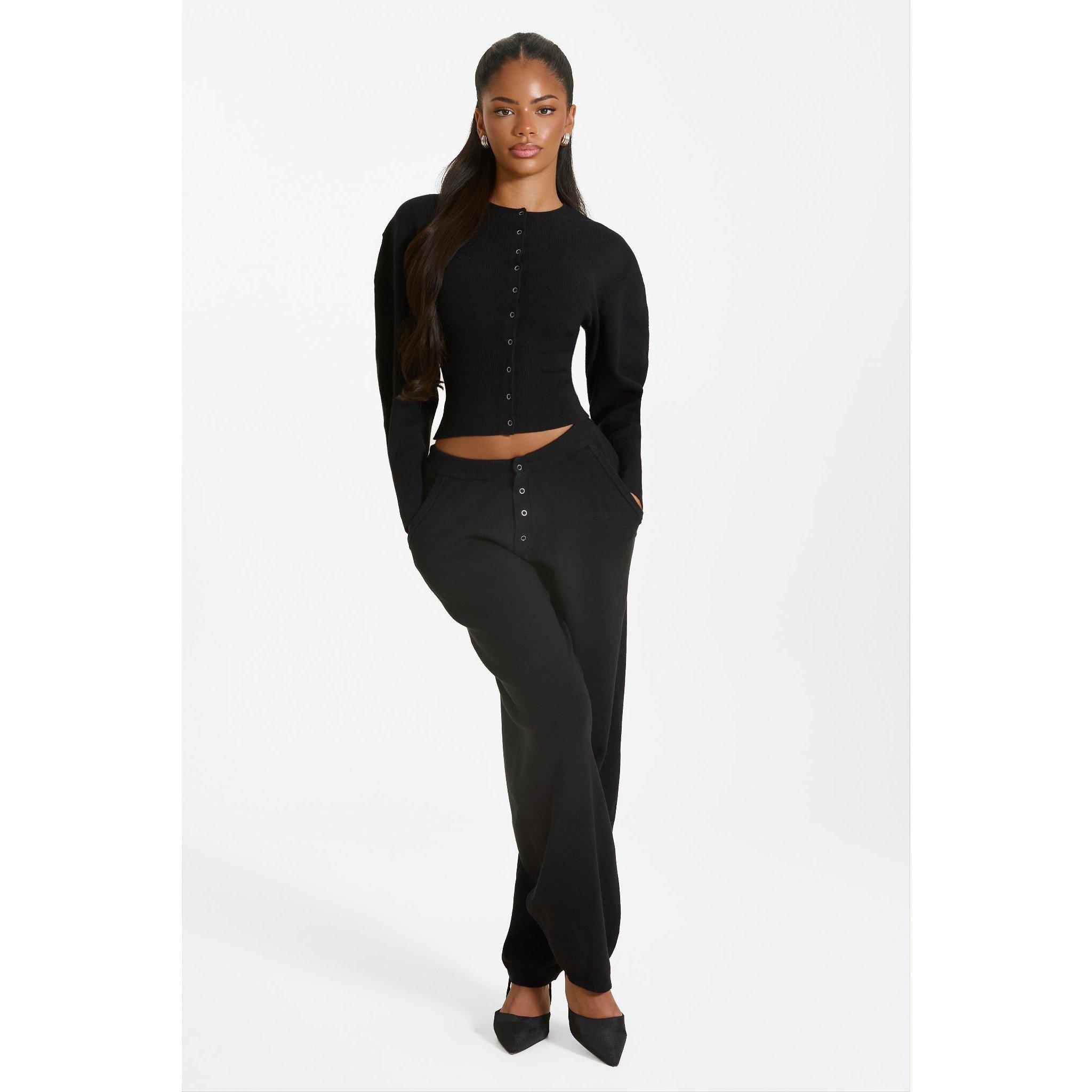 Black - Mars The Label - Women's Long-Sleeve Ribbed Knit Cardigan - 2
