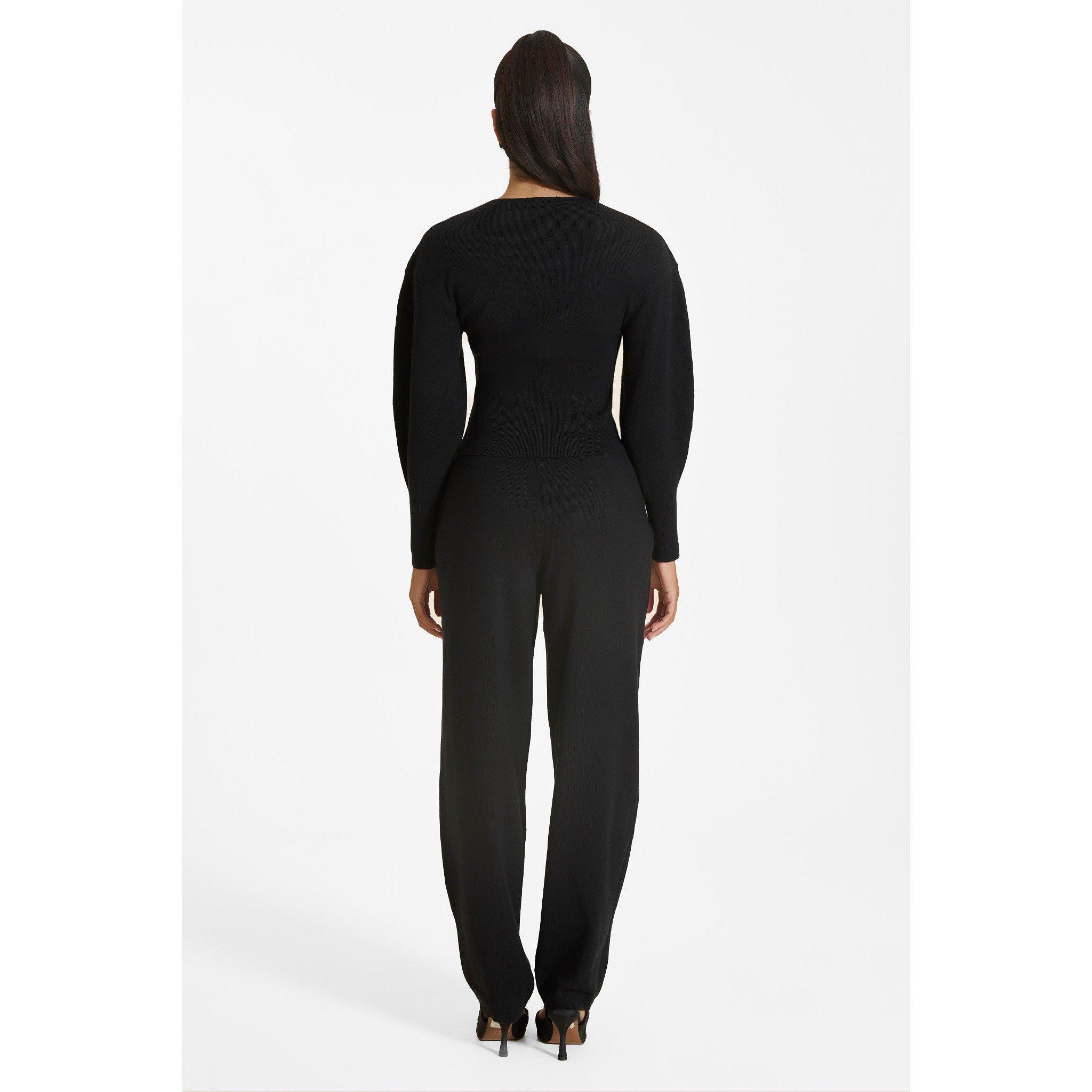 Black - Mars The Label - Women's Long-Sleeve Ribbed Knit Cardigan - 3