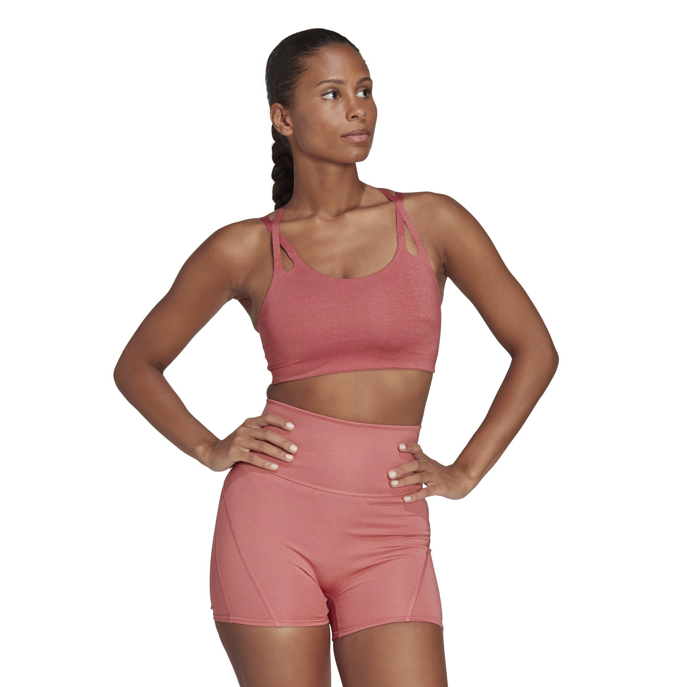 Red - adidas - Yoga Luxe Studio Light-Support Fire Bra Womens - 3