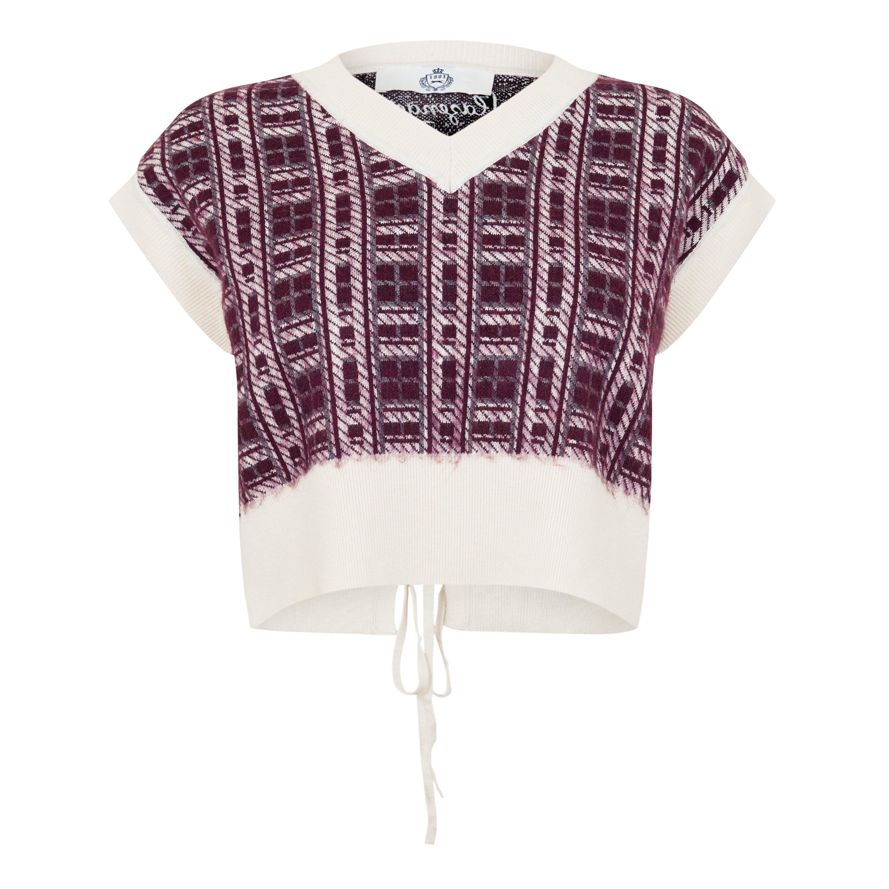 Burgundy/White - Slazenger Off-Court - Off-Court Women’s Post-Match Plaid Knitted Vest - 1