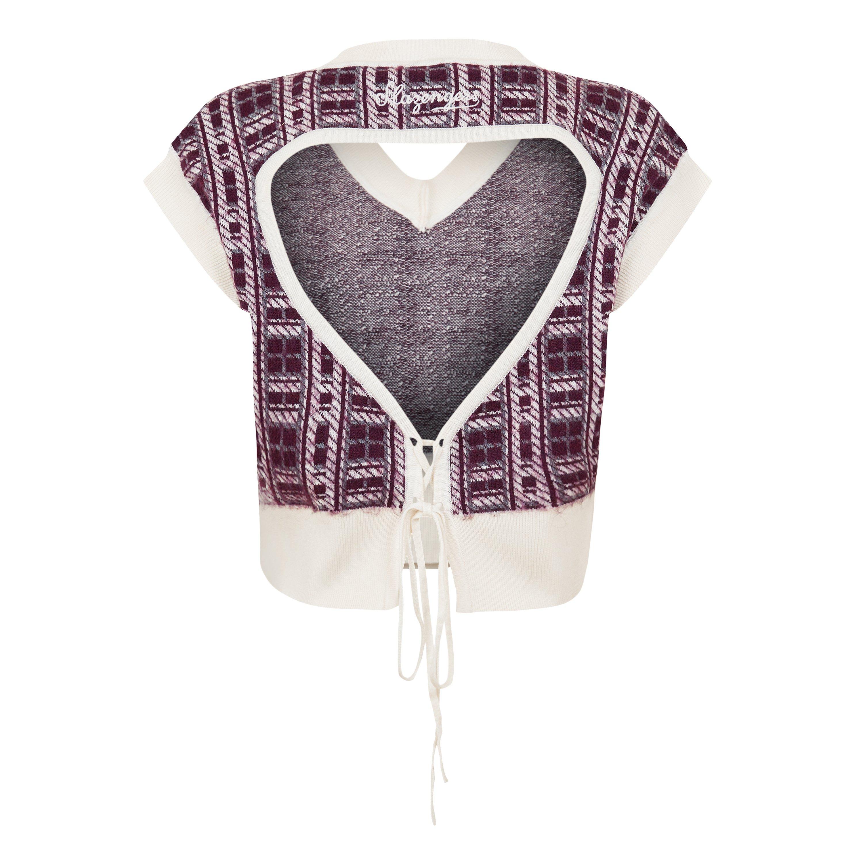 Burgundy/White - Slazenger - Off-Court Women’s Post-Match Plaid Knitted Vest - 2