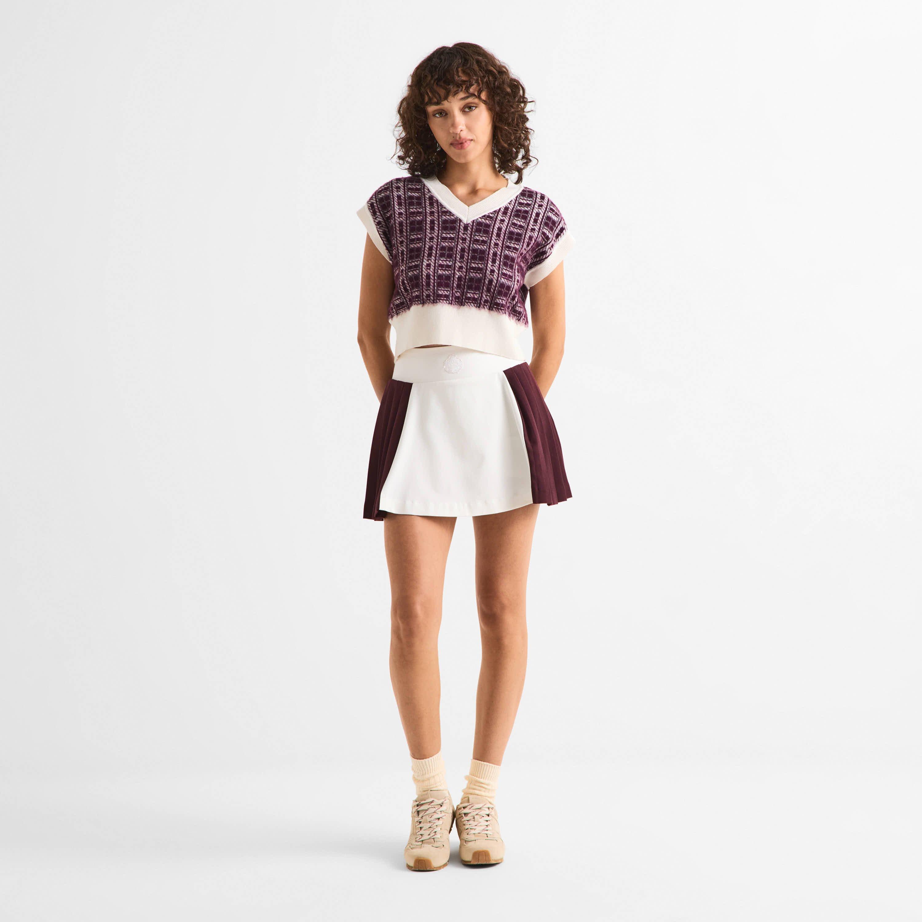 Burgundy/White - Slazenger - Off-Court Women’s Post-Match Plaid Knitted Vest - 6