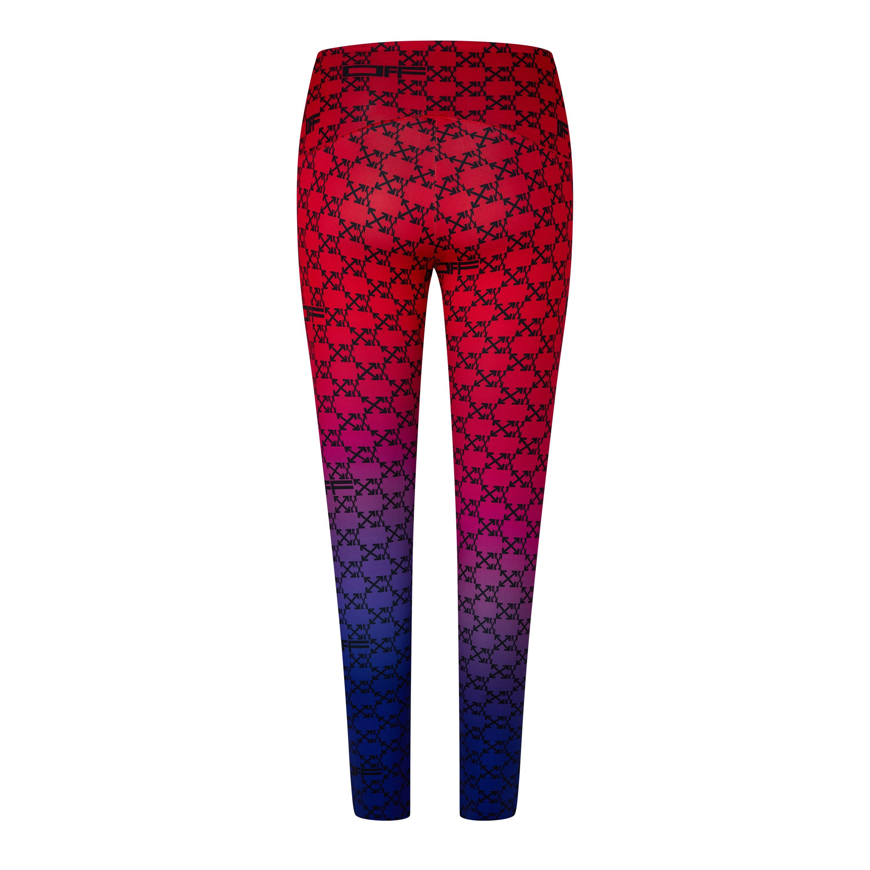 Red/Black - Off White - Women's Athl Mono Leggin, Athleisure Monogram Leggings - 2