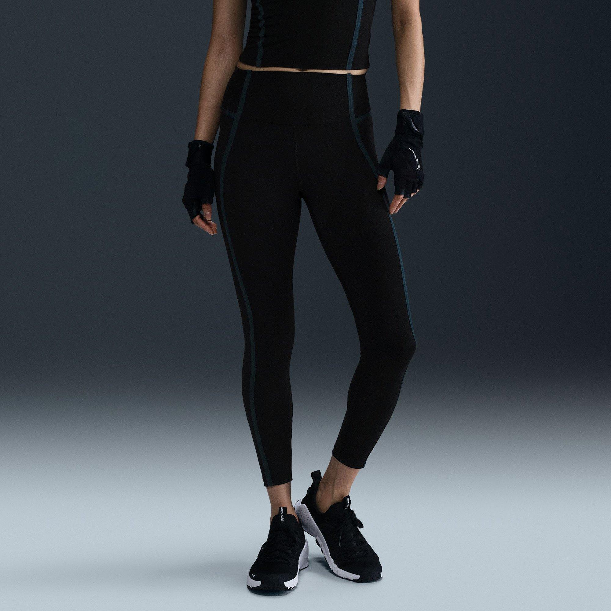 Black/D.Red/Blk - Nike - One Womens High-Waisted 7/8  Performance Leggings - 1